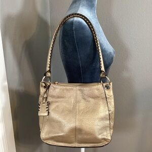 Tignanello Metallic Leather Braided Handle Shoulder Bag